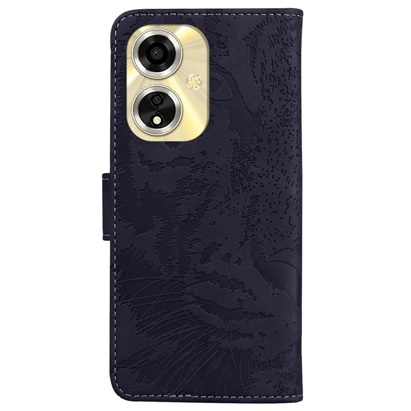 For Oppo A59 5G / A2m 5G Wallet Case Imprinted Tiger Pattern Leather Stand Phone Cover - Black