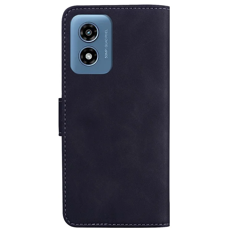 For Motorola Moto G Play (2024) 4G Case Solid Color Phone Leather Cover with Wallet - Black