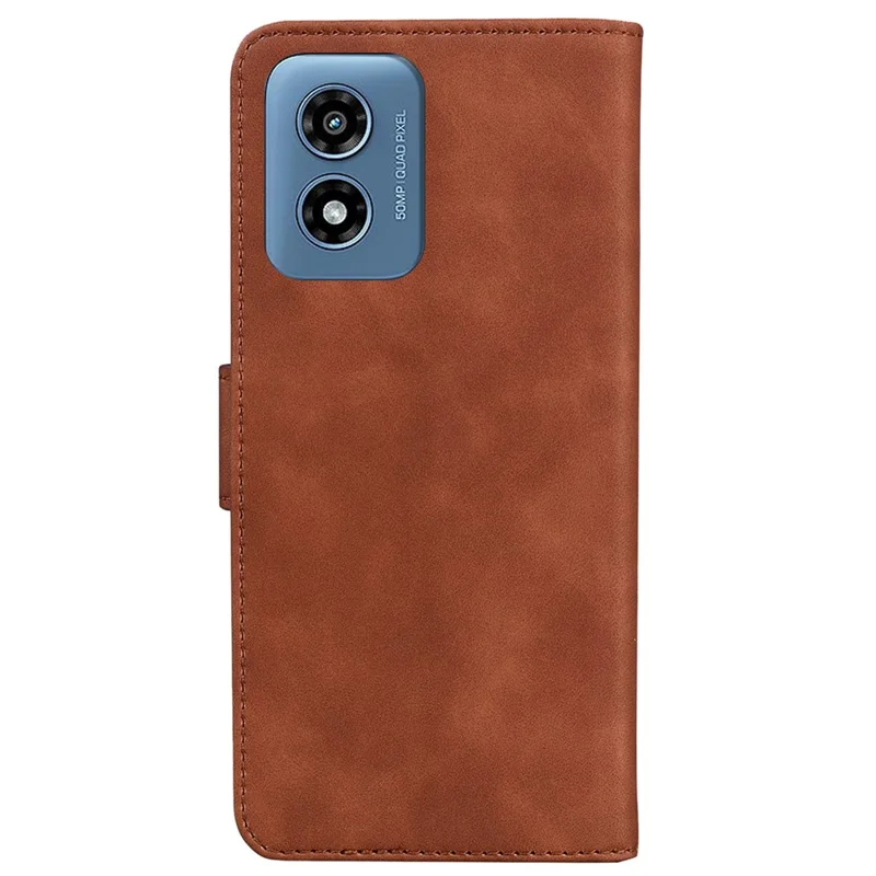 For Motorola Moto G Play (2024) 4G Case Solid Color Phone Leather Cover with Wallet - Brown