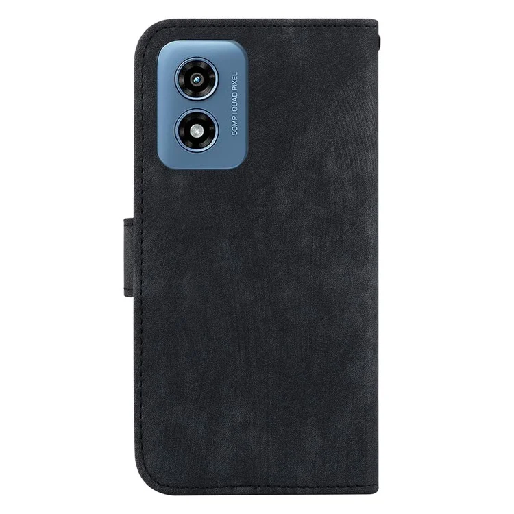 For Motorola Moto G Play (2024) 4G Case Tiger Imprinted Flip Leather Phone Cover - Black