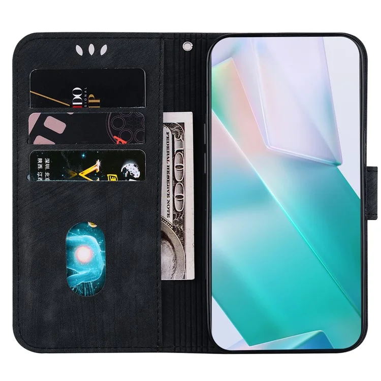 For Motorola Moto G Play (2024) 4G Case Tiger Imprinted Flip Leather Phone Cover - Black