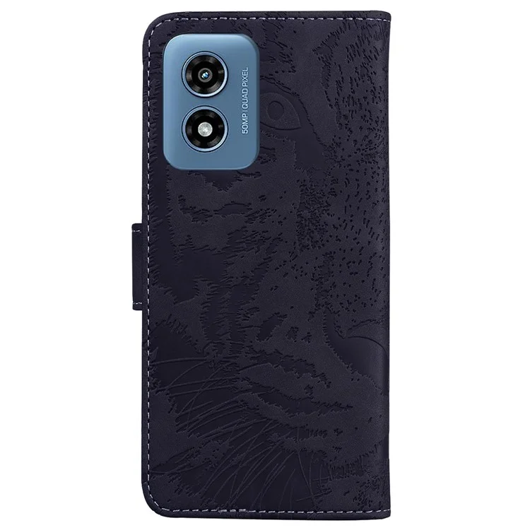 Für Motorola Moto G Play (2024) 4G Brieftasche Hülle Geprägtes Tiger Muster Leder Ständer Telefon Cover - Schwarz