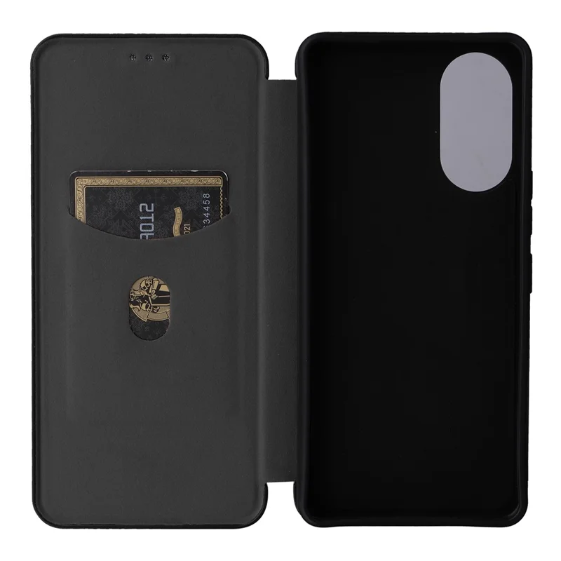 For ZTE Anshin Family A303ZT Case PU Leather Carbon Fiber Texture Phone Cover - Black