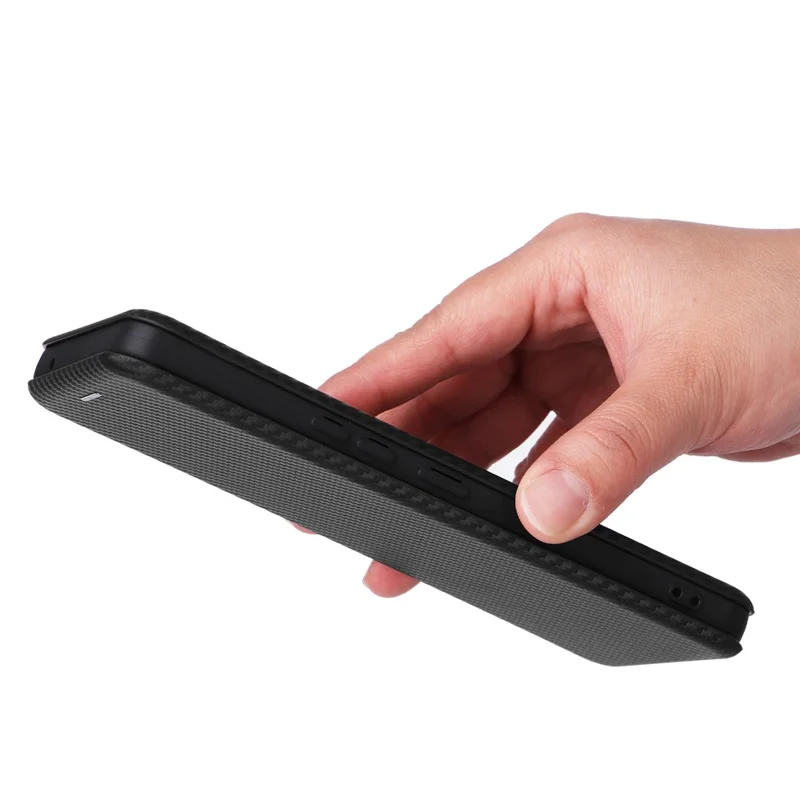 For ZTE Anshin Family A303ZT Case PU Leather Carbon Fiber Texture Phone Cover - Black