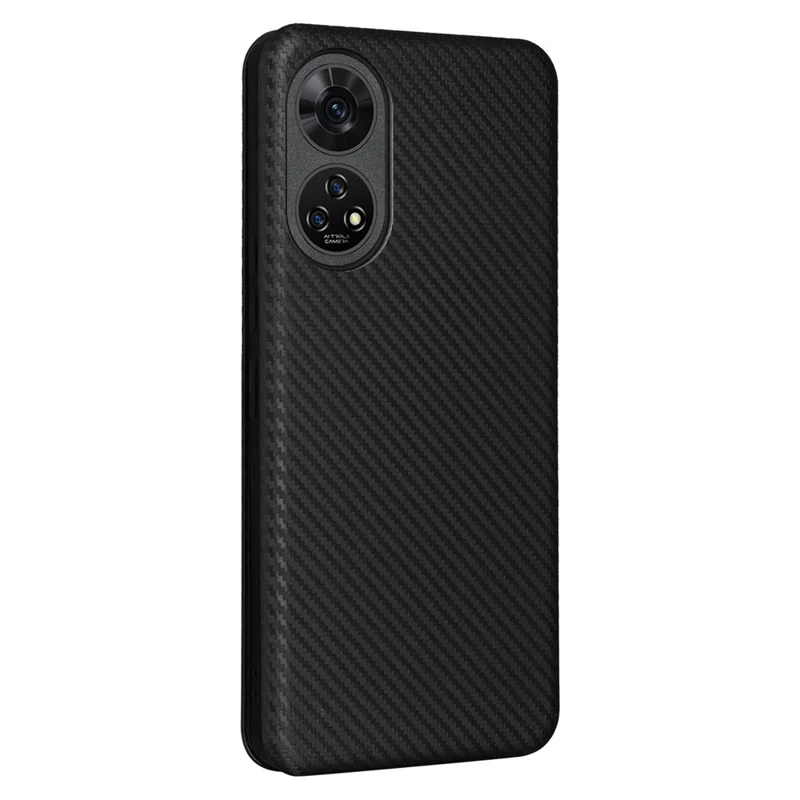 For ZTE Anshin Family A303ZT Case PU Leather Carbon Fiber Texture Phone Cover - Black