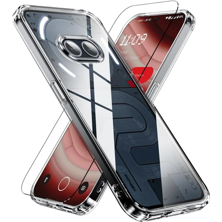 For Nothing Phone (2a) Plus / Phone (2a) Case Transparent PC+TPU Back Phone Cover with HD Tempered Glass Film