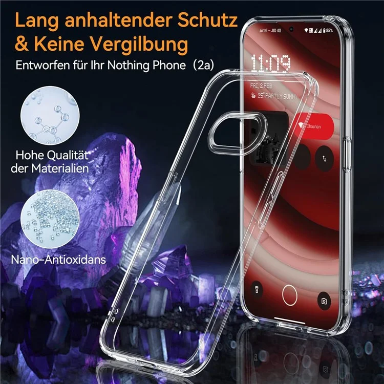 For Nothing Phone (2a) Plus / Phone (2a) Case Transparent PC+TPU Back Phone Cover with HD Tempered Glass Film