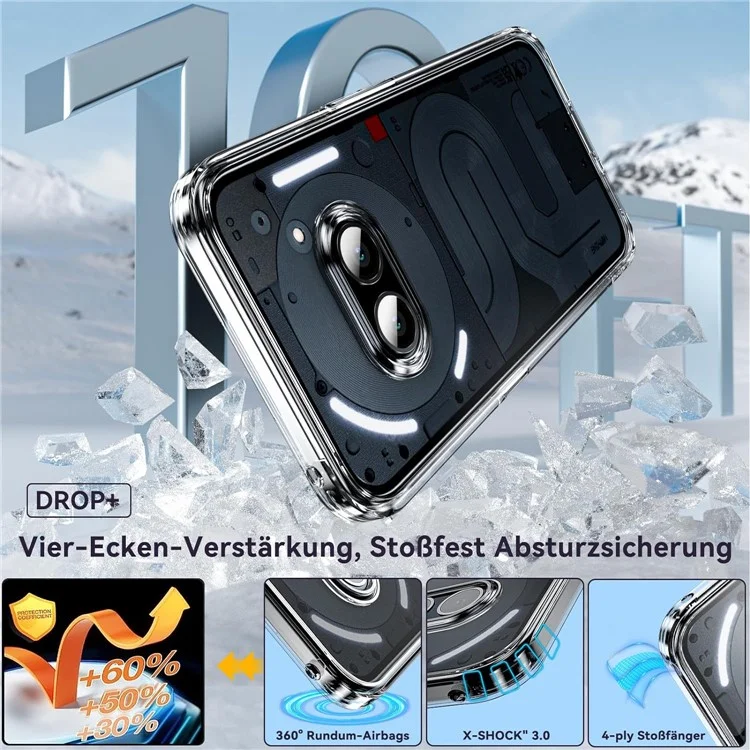 For Nothing Phone (2a) Plus / Phone (2a) Case Transparent PC+TPU Back Phone Cover with HD Tempered Glass Film