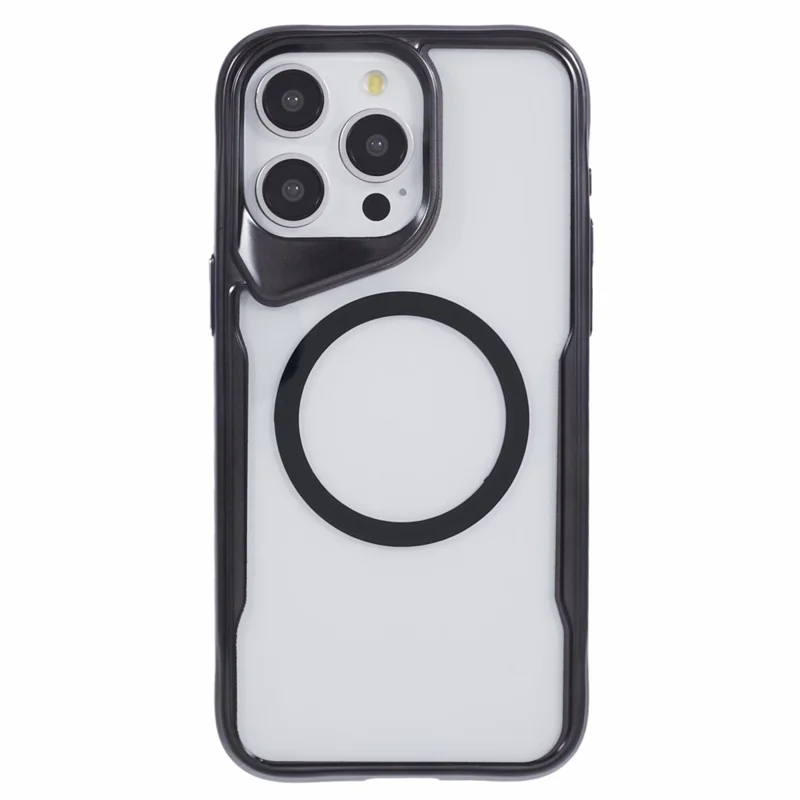 JJ3 Series for iPhone 13 Pro Magnetic Case TPU+Acrylic Transparency Electroplating Phone Cover - Black