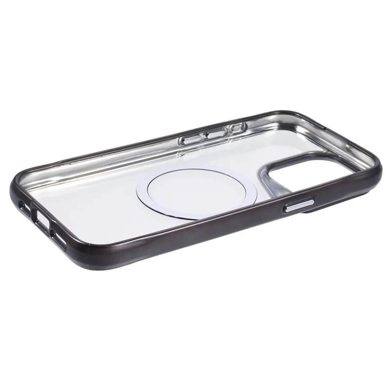 JJ3 Series for iPhone 15 Pro Max Case Electroplating TPU+Acrylic Magnetic Phone Cover - Black