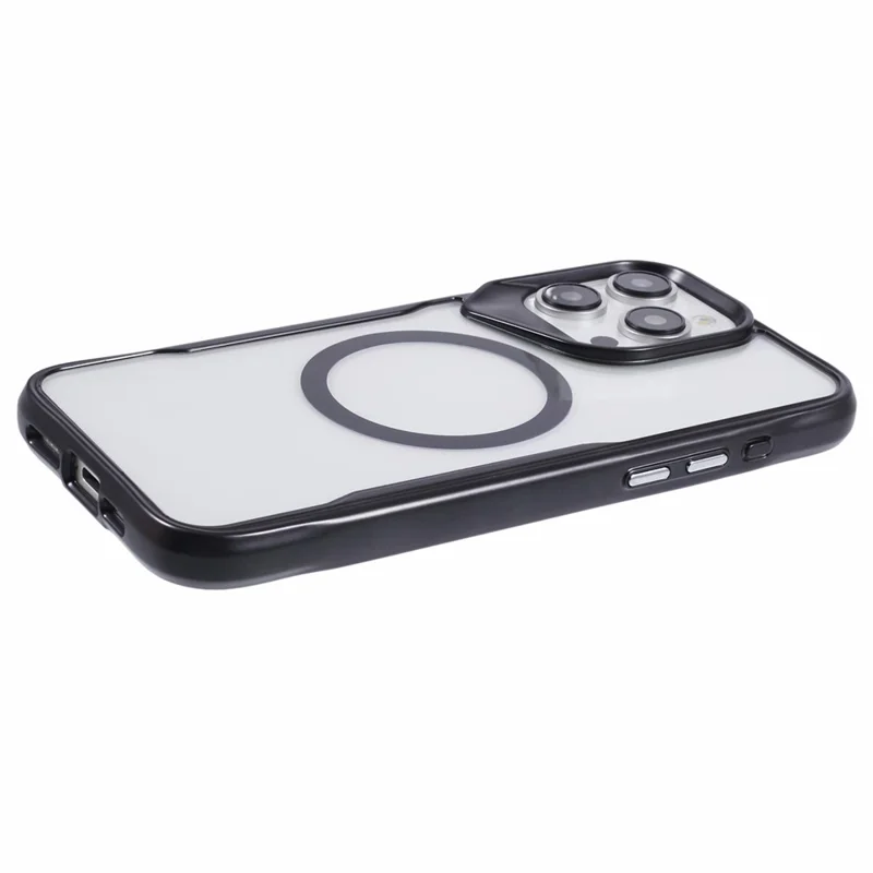 JJ3 Series for iPhone 15 Pro Max Case Electroplating TPU+Acrylic Magnetic Phone Cover - Black