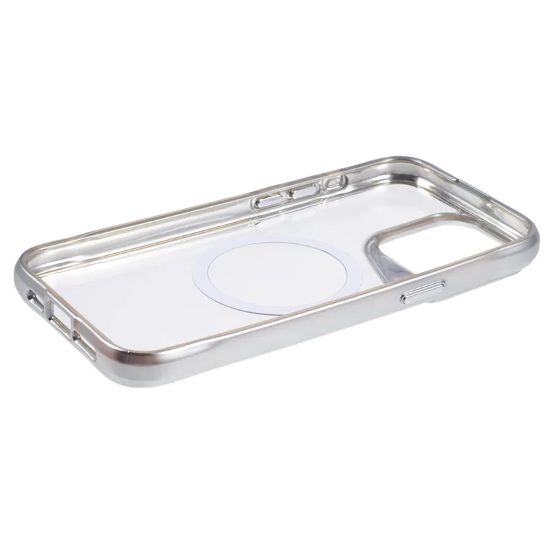JJ3 Series for iPhone 15 Pro Electroplating Case TPU+Acrylic Phone Cover Compatible with MagSafe - Silver