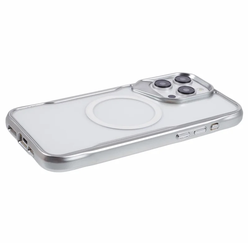 JJ3 Series for iPhone 15 Pro Electroplating Case TPU+Acrylic Phone Cover Compatible with MagSafe - Silver