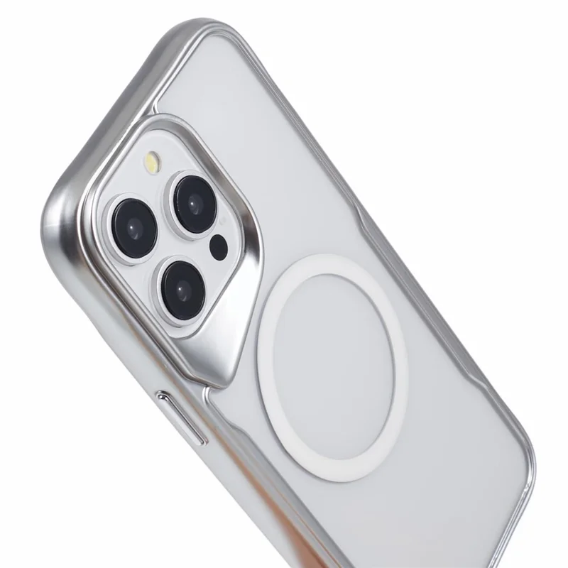 JJ3 Series for iPhone 15 Pro Electroplating Case TPU+Acrylic Phone Cover Compatible with MagSafe - Silver
