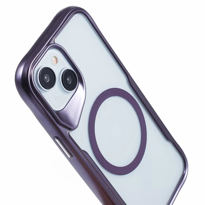 JJ3 Series for iPhone 15 Case Compatible with MagSafe Electroplated Design TPU+Acrylic Phone Cover - Purple