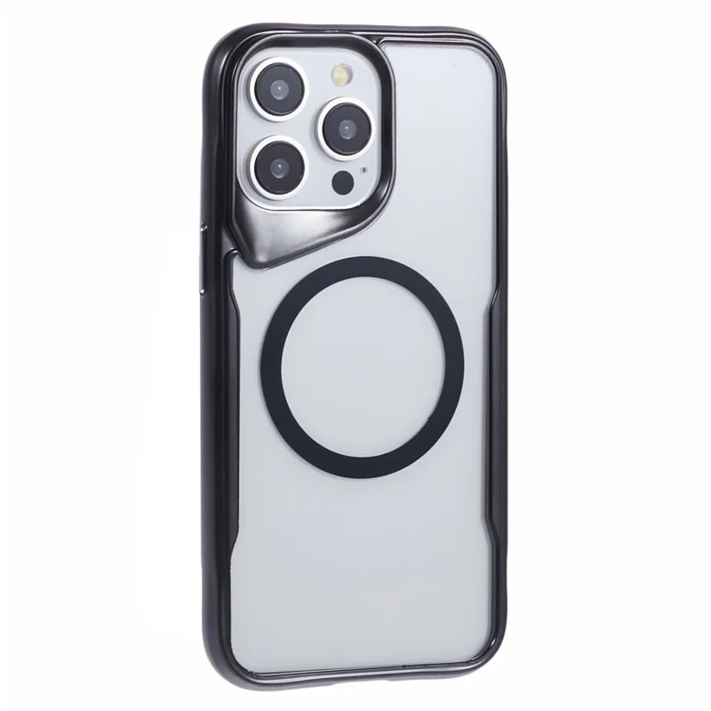 JJ3 Series for iPhone 14 Pro Clear Case TPU+Acrylic Defender Magnetic Phone Cover - Black
