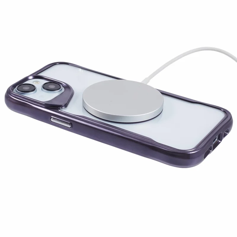 JJ3 Series for iPhone 14 Magnetic Case Electroplated Edge TPU+Acrylic Protective Phone Cover - Purple