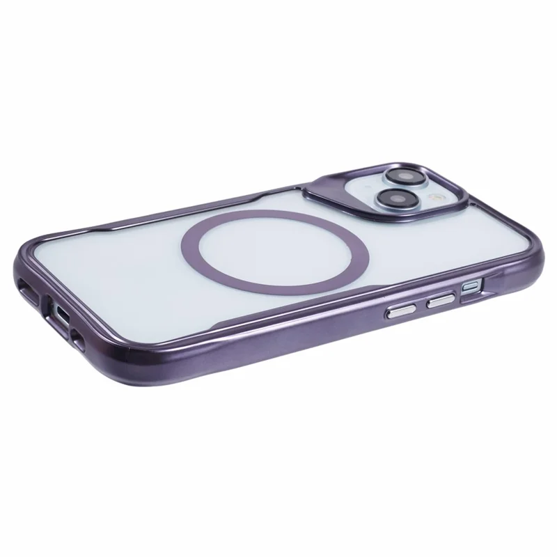 JJ3 Series for iPhone 14 Magnetic Case Electroplated Edge TPU+Acrylic Protective Phone Cover - Purple