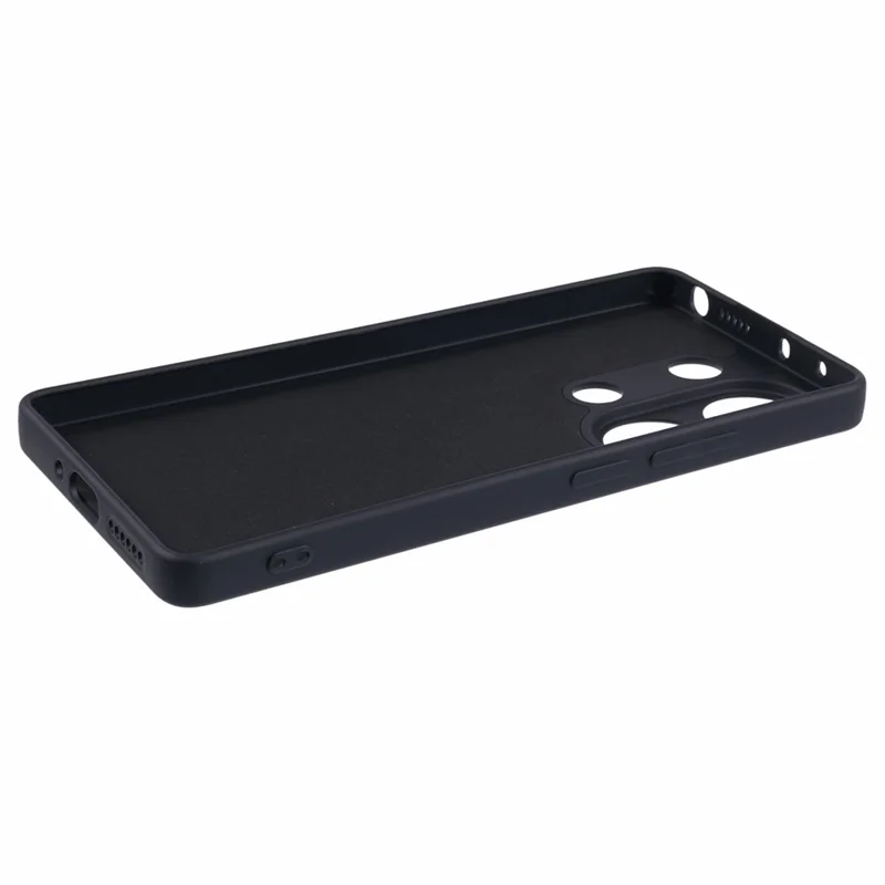 For Xiaomi Redmi Note 13 Pro 4G / Poco M6 Pro 4G Case Rubberized TPU Fiber Lining Cell Phone Cover (Precise Lens Cutout) - Black