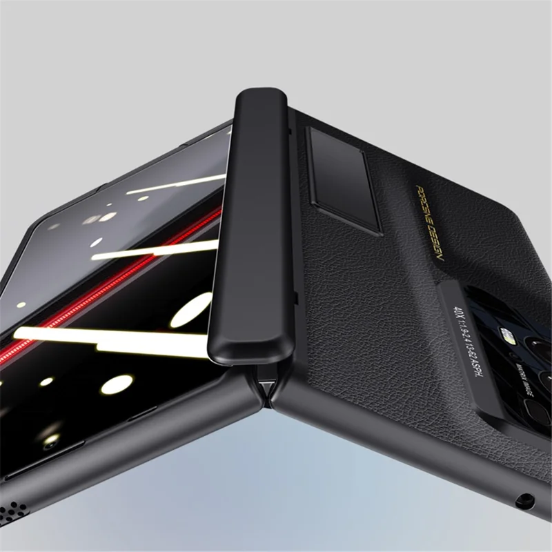 Чехол для телефона For Honor Magic V2 RSR Porsche Design, кожаный с покрытием из ПК, защита шарнира, с магнитной подставкой - черный