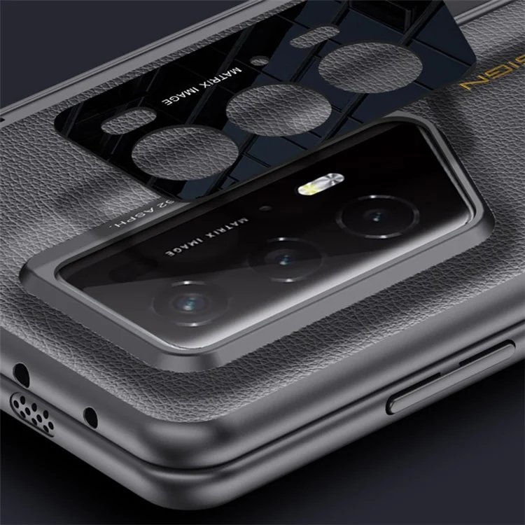 Чехол для телефона For Honor Magic V2 RSR Porsche Design, кожаный с покрытием из ПК, защита шарнира, с магнитной подставкой - черный