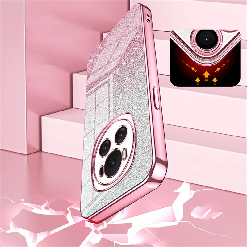 For Honor Magic6 5G Gradient Glitter Cell Phone Cases Electroplated TPU Shell - Green