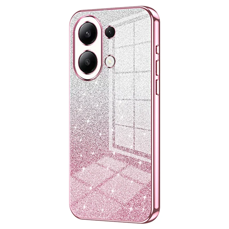 For Xiaomi Redmi Note 13 4G Cell Phone Cases Electroplated Drop Resistant Gradient Glitter TPU Shell - Pink