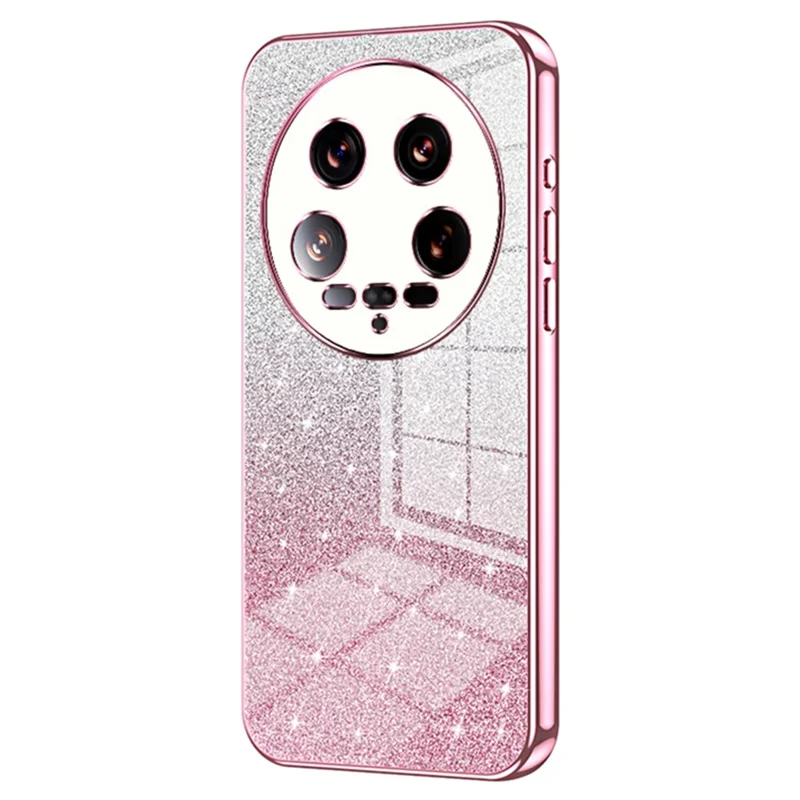 Phone Shell for Xiaomi 14 Ultra Electroplating Design Gradient Glitter Cell Phone Case - Pink