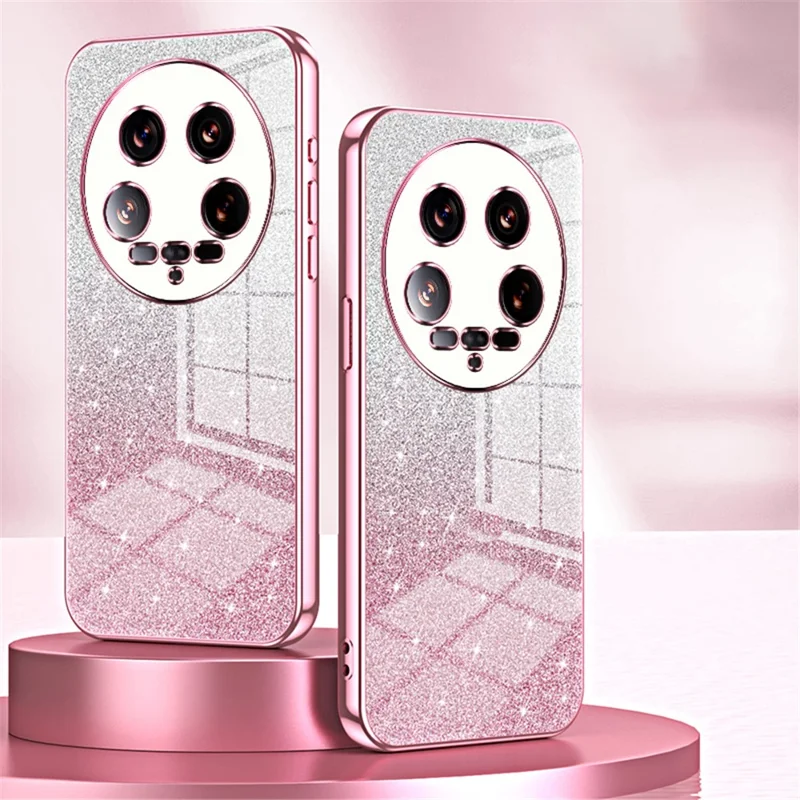 Phone Shell for Xiaomi 14 Ultra Electroplating Design Gradient Glitter Cell Phone Case - Pink
