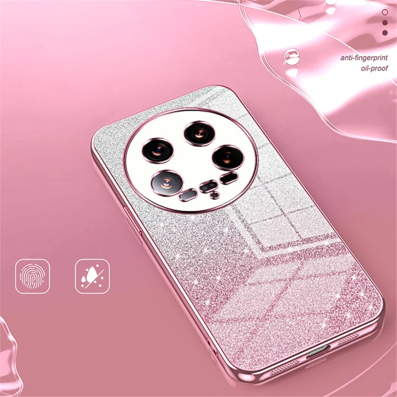 Phone Shell for Xiaomi 14 Ultra Electroplating Design Gradient Glitter Cell Phone Case - Pink