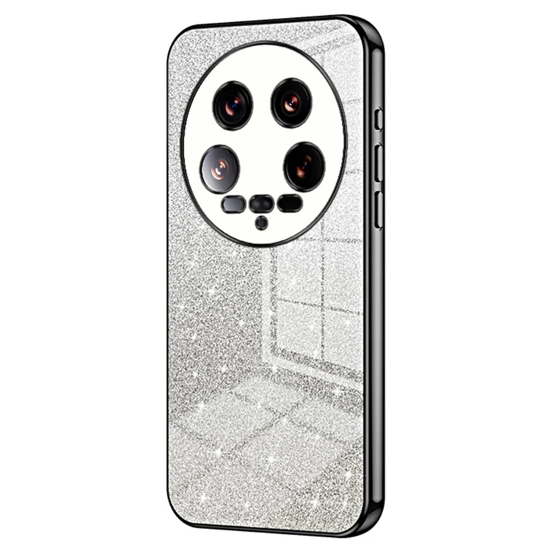 Phone Shell for Xiaomi 14 Ultra Electroplating Design Gradient Glitter Cell Phone Case - Black