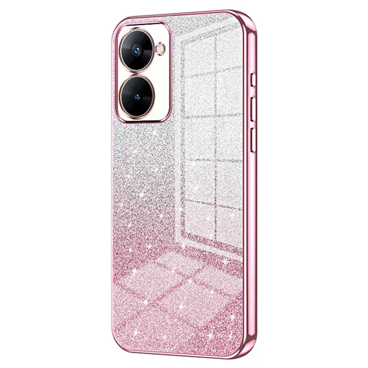 Phone Case for Realme V30t Cover Gradient Glitter Electroplating Cell Phone Shell - Pink