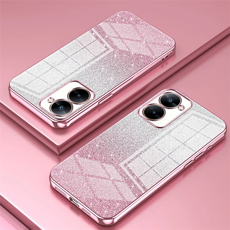 Phone Case for Realme V30t Cover Gradient Glitter Electroplating Cell Phone Shell - Pink