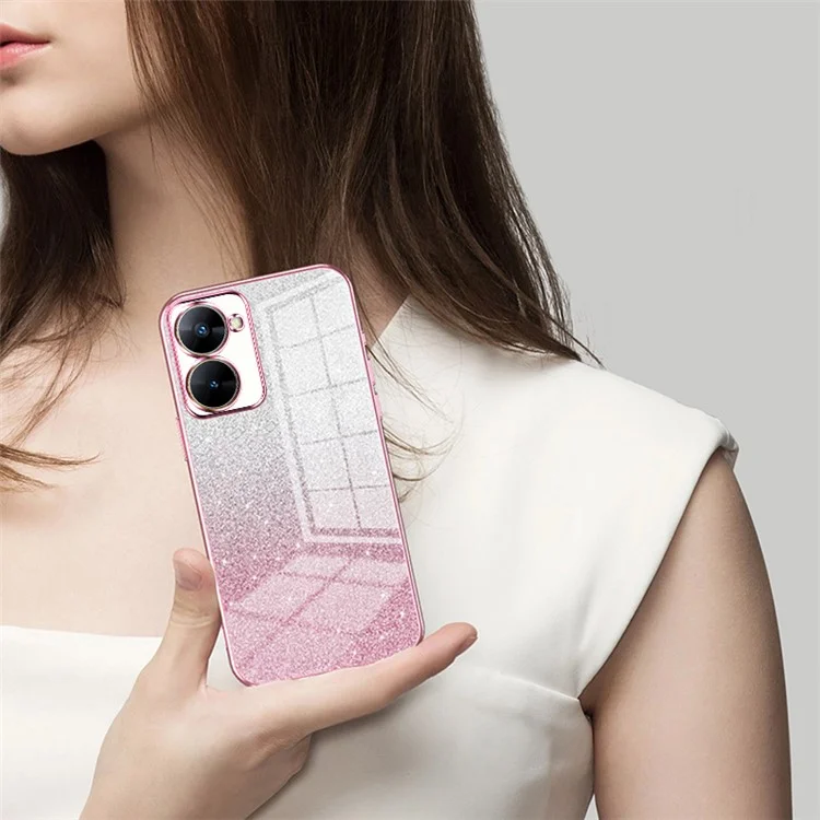 Phone Case for Realme V30t Cover Gradient Glitter Electroplating Cell Phone Shell - Pink
