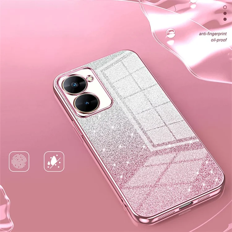 Phone Case for Realme V30t Cover Gradient Glitter Electroplating Cell Phone Shell - Pink