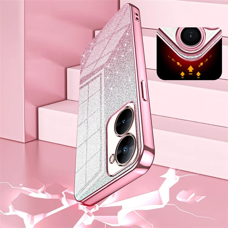 Phone Case for Realme V30t Cover Gradient Glitter Electroplating Cell Phone Shell - Pink
