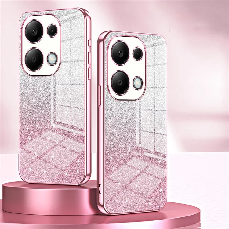 For Xiaomi Redmi Note 13 Pro 4G / Poco M6 Pro 4G Electroplating Shell Gradient Glitter Slim-Fit TPU Cell Phone Cases - Pink