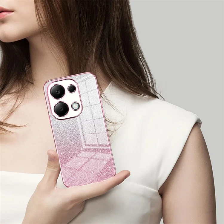 For Xiaomi Redmi Note 13 Pro 4G / Poco M6 Pro 4G Electroplating Shell Gradient Glitter Slim-Fit TPU Cell Phone Cases - Pink
