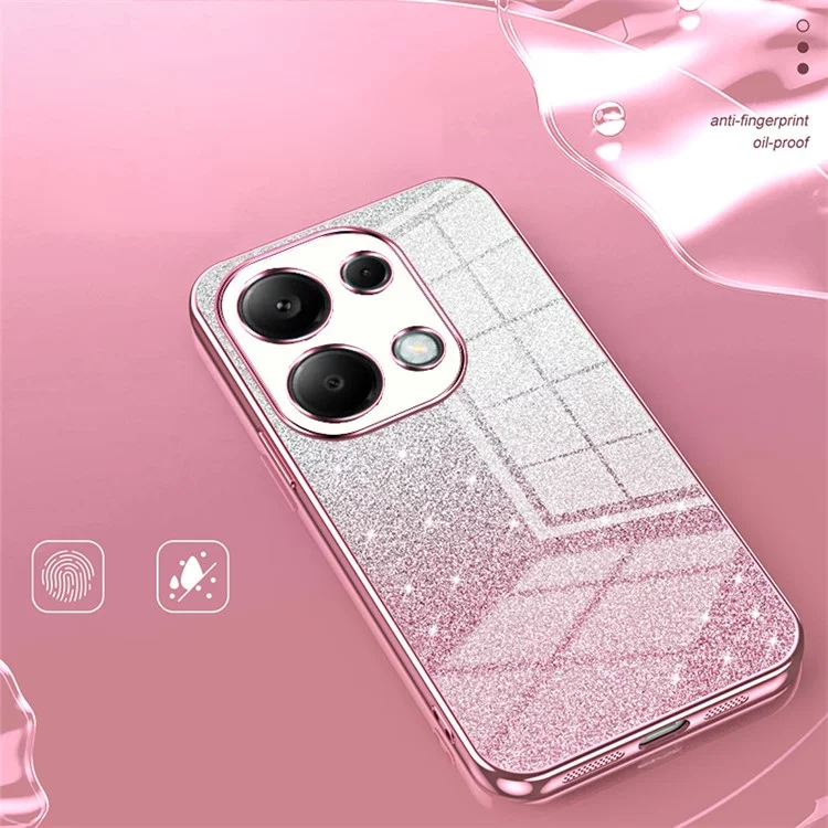For Xiaomi Redmi Note 13 Pro 4G / Poco M6 Pro 4G Electroplating Shell Gradient Glitter Slim-Fit TPU Cell Phone Cases - Pink