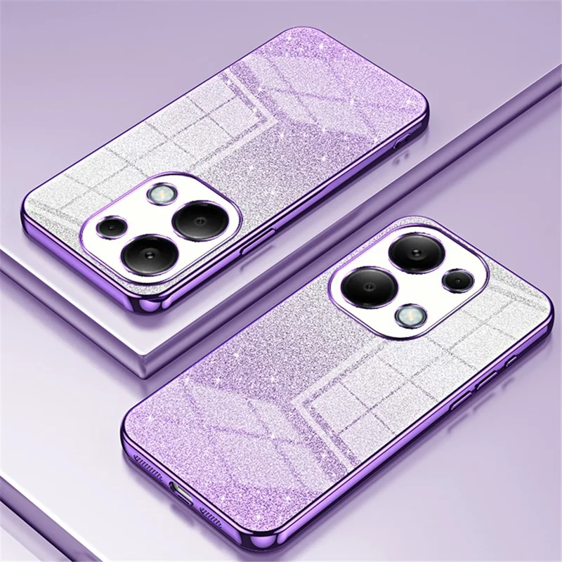 For Xiaomi Redmi Note 13 Pro 4G / Poco M6 Pro 4G Electroplating Shell Gradient Glitter Slim-Fit TPU Cell Phone Cases - Purple