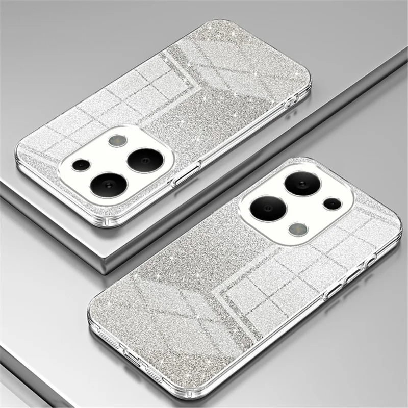 Per Xiaomi Redmi Note 13 Pro 4G / Poco M6 Pro 4G Custodia in TPU Sottile con Gradiente Glitterato Elettroplaccato - Trasparente