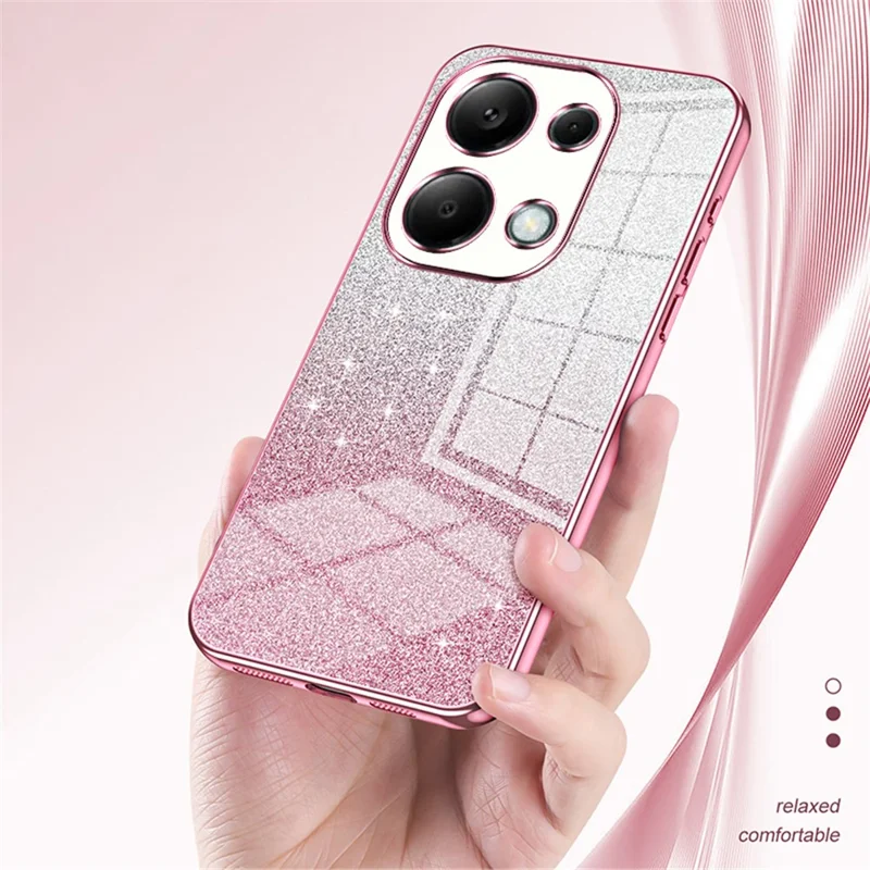 Per Xiaomi Redmi Note 13 Pro 4G / Poco M6 Pro 4G Custodia in TPU Sottile con Gradiente Glitterato Elettroplaccato - Trasparente