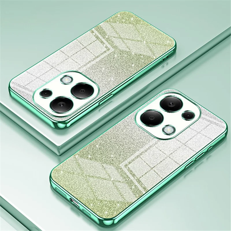 For Xiaomi Redmi Note 13 Pro 4G / Poco M6 Pro 4G Electroplating Shell Gradient Glitter Slim-Fit TPU Cell Phone Cases - Green