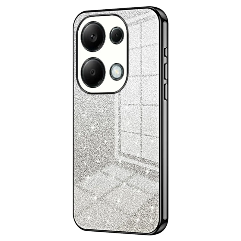 Para Xiaomi Redmi Note 13 Pro 4G / Poco M6 Pro 4G Capa de Celular com Borda Eletrolítica Gradiente Brilhante e Ajuste Slim-Fit de TPU - Preto