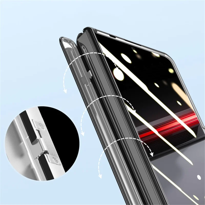 For Honor Magic V2 RSR Porsche Design Case Clear PC+Acrylic Kickstand Phone Cover with Anti-Spy Screen Protector - Silver