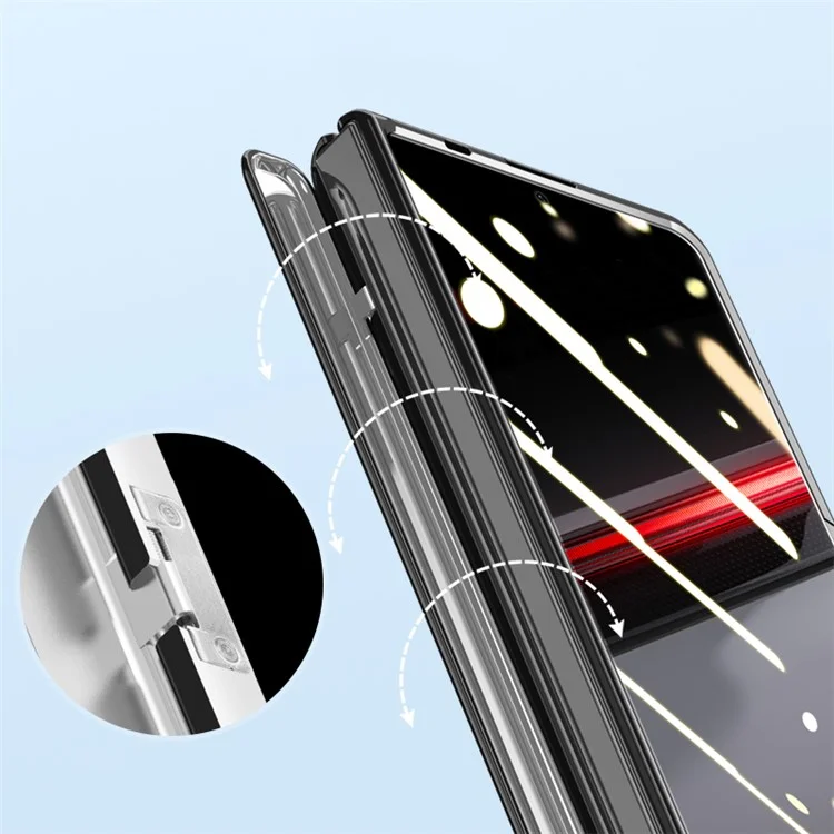 Pour Honor Magic V2 RSR Porsche Design Case Clear PC+Acrylic Kickstand Phone Cover with Anti-Spy Screen Protector - Noir