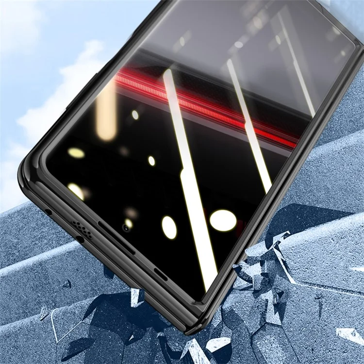 Pour Honor Magic V2 RSR Porsche Design Case Clear PC+Acrylic Kickstand Phone Cover with Anti-Spy Screen Protector - Noir