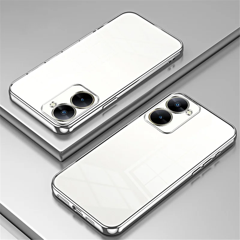For Realme V30t Cell Phone Cases Anti-Scratch TPU Electroplating Phone Protector - Silver