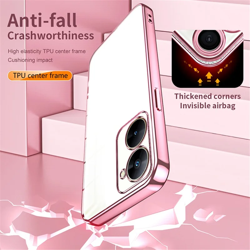 For Realme V30t Cell Phone Cases Anti-Scratch TPU Electroplating Phone Protector - Silver
