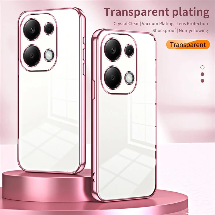For Xiaomi Redmi Note 13 Pro 4G / Poco M6 Pro 4G Electroplating TPU Cover Cell Phone Case - Pink